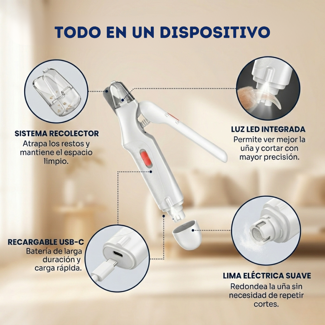 Cortauñas 2 en 1 con Lima Eléctrica para Mascotas